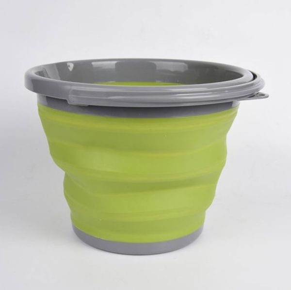 Folding silicone bucket (10l) Tramp, olive color